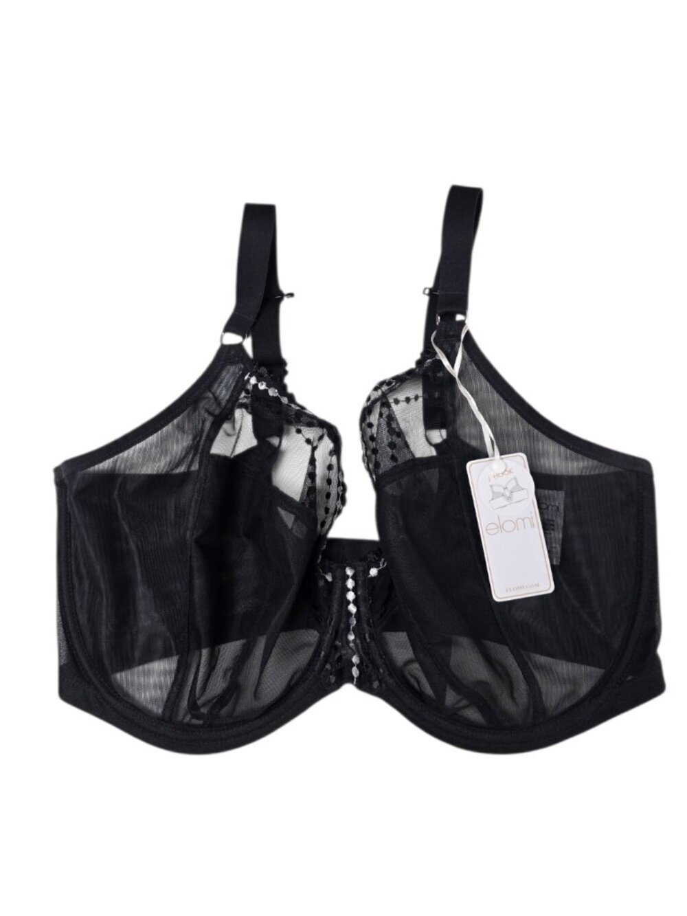 Elomi Matilda Plunge Bra, Unpadded, Underwired, Large Cup, Black, Size 36K
